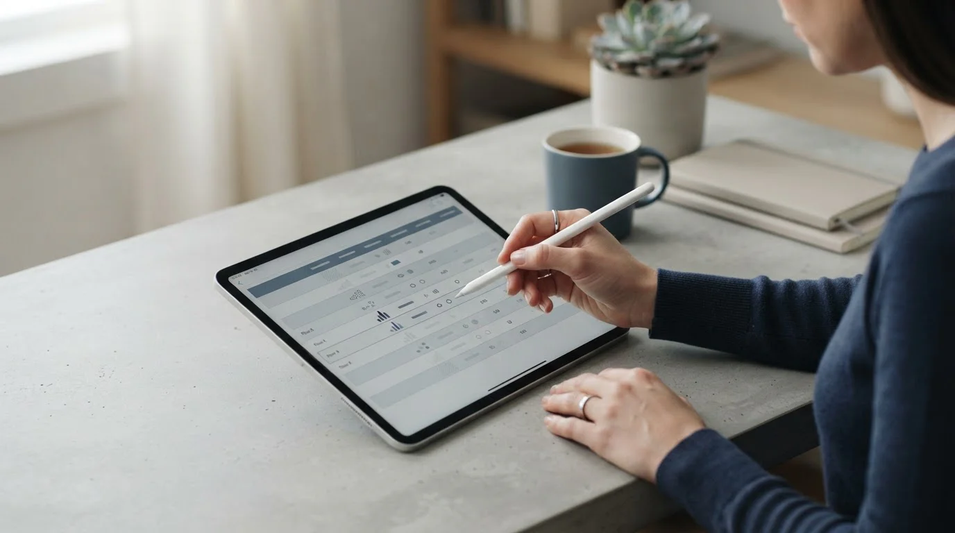 Vergleichstabelle mit verschiedenen Wettanbietern auf einem Tablet-Bildschirm