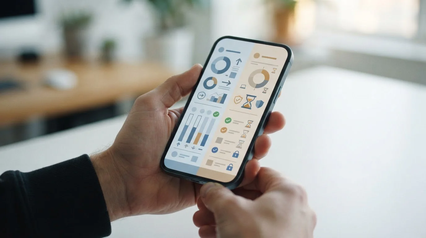 Smartphone mit abstrakter Regulierungs-Übersicht für Wettanbieter