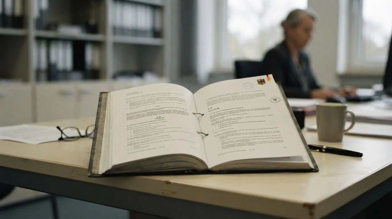Gesetzestexte und Dokumente zur deutschen Glücksspielregulierung auf einem Schreibtisch