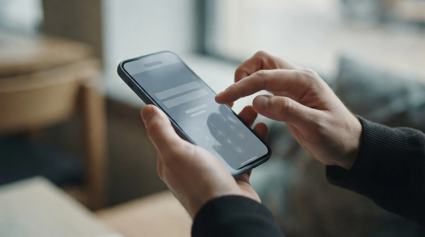Smartphone zeigt abstrakten Einzahlungsbildschirm mit kleinem Betrag
