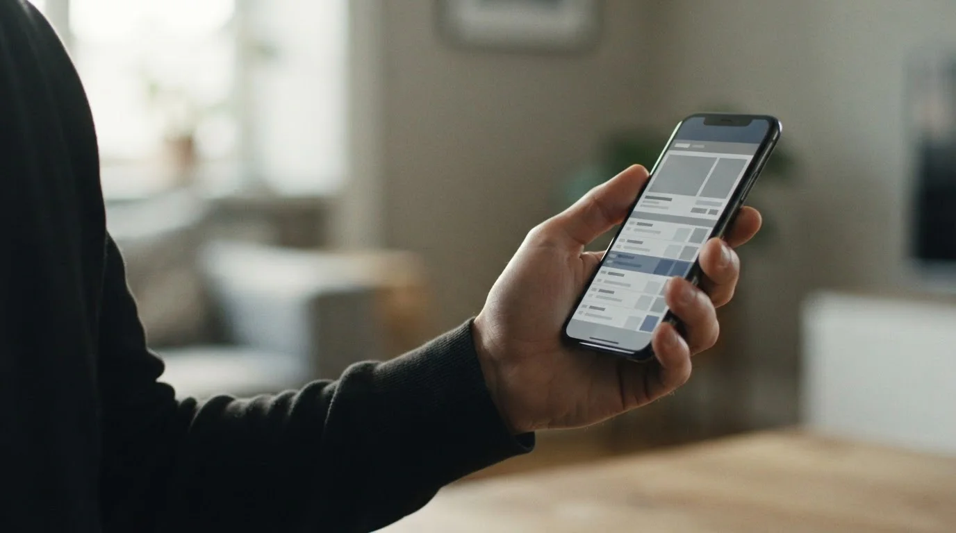 Person hält Smartphone mit Live-Wetten-Interface in der Hand