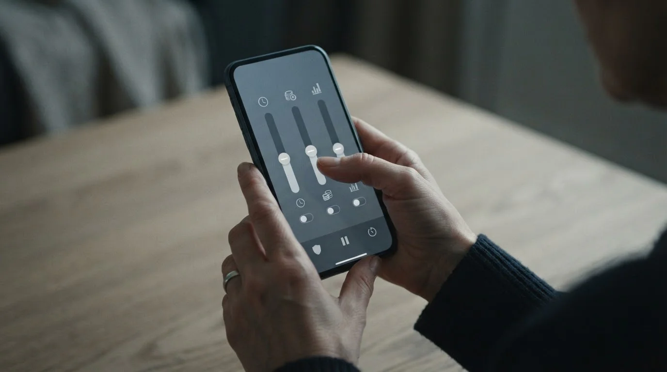 Person setzt Limits in Wett-App auf Smartphone