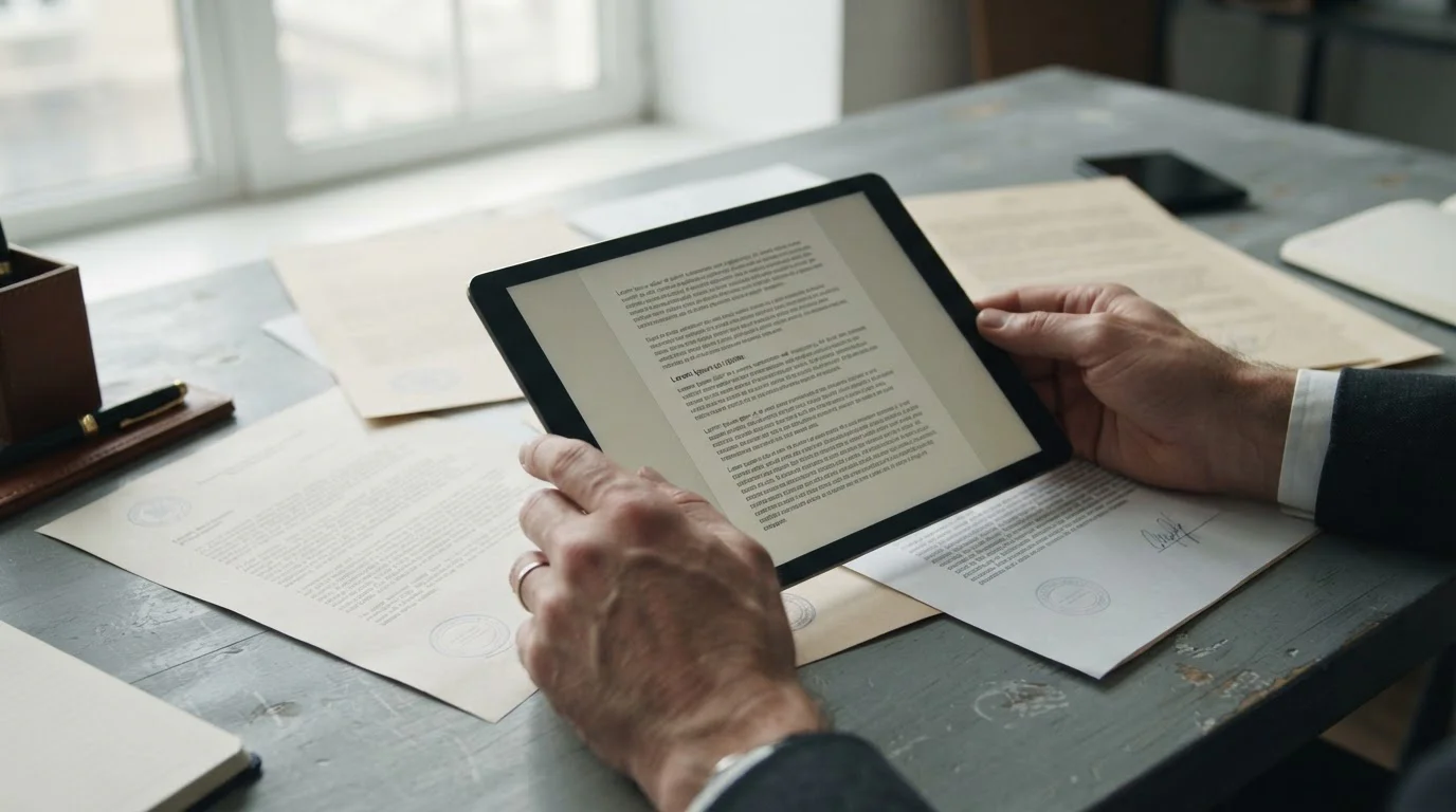 Offizielle Dokumente und Tablet zeigen regulatorische Anforderungen für Zahlungsmethoden