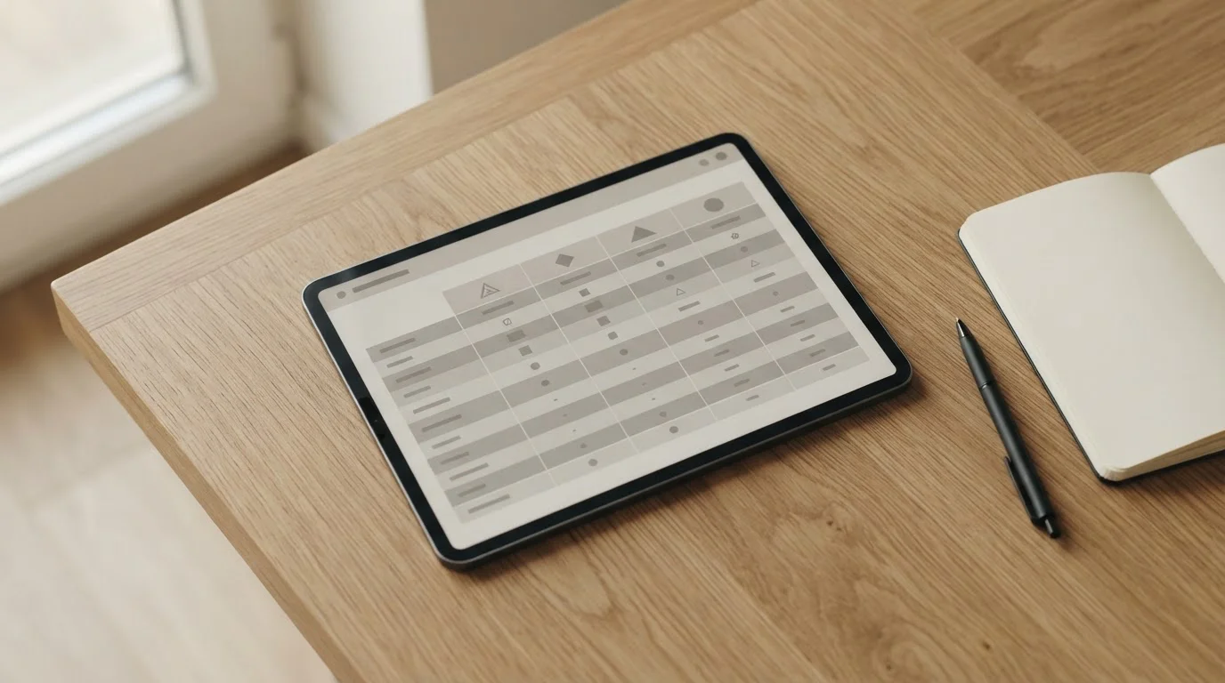 Tablet-Bildschirm zeigt Vergleichstabelle verschiedener Wettanbieter
