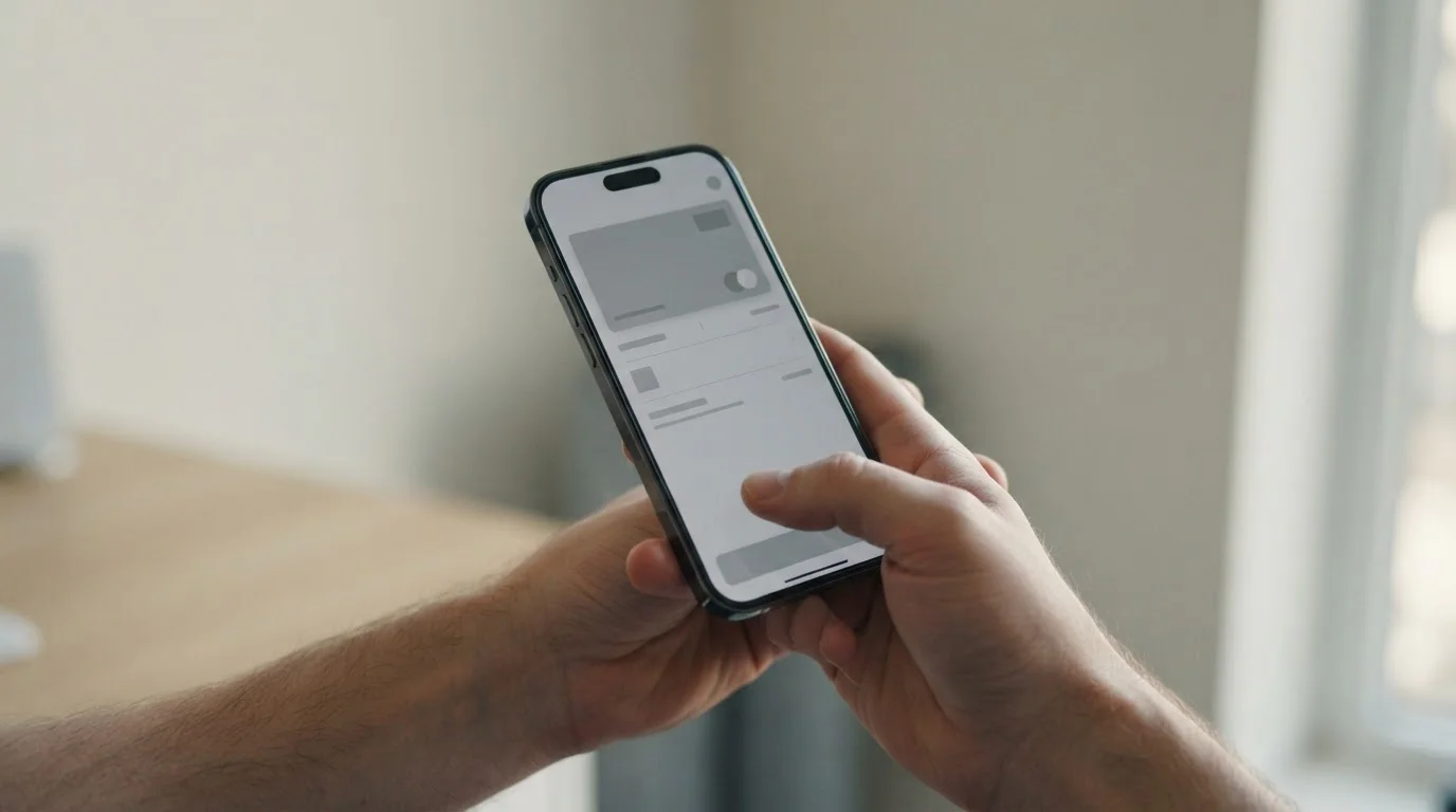 Smartphone mit Zahlungs-App und neutraler Benutzeroberfläche